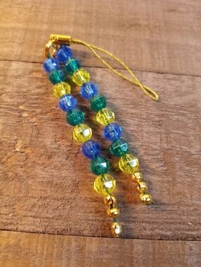 Green Blue and Yellow Jeweled Phone Charm
